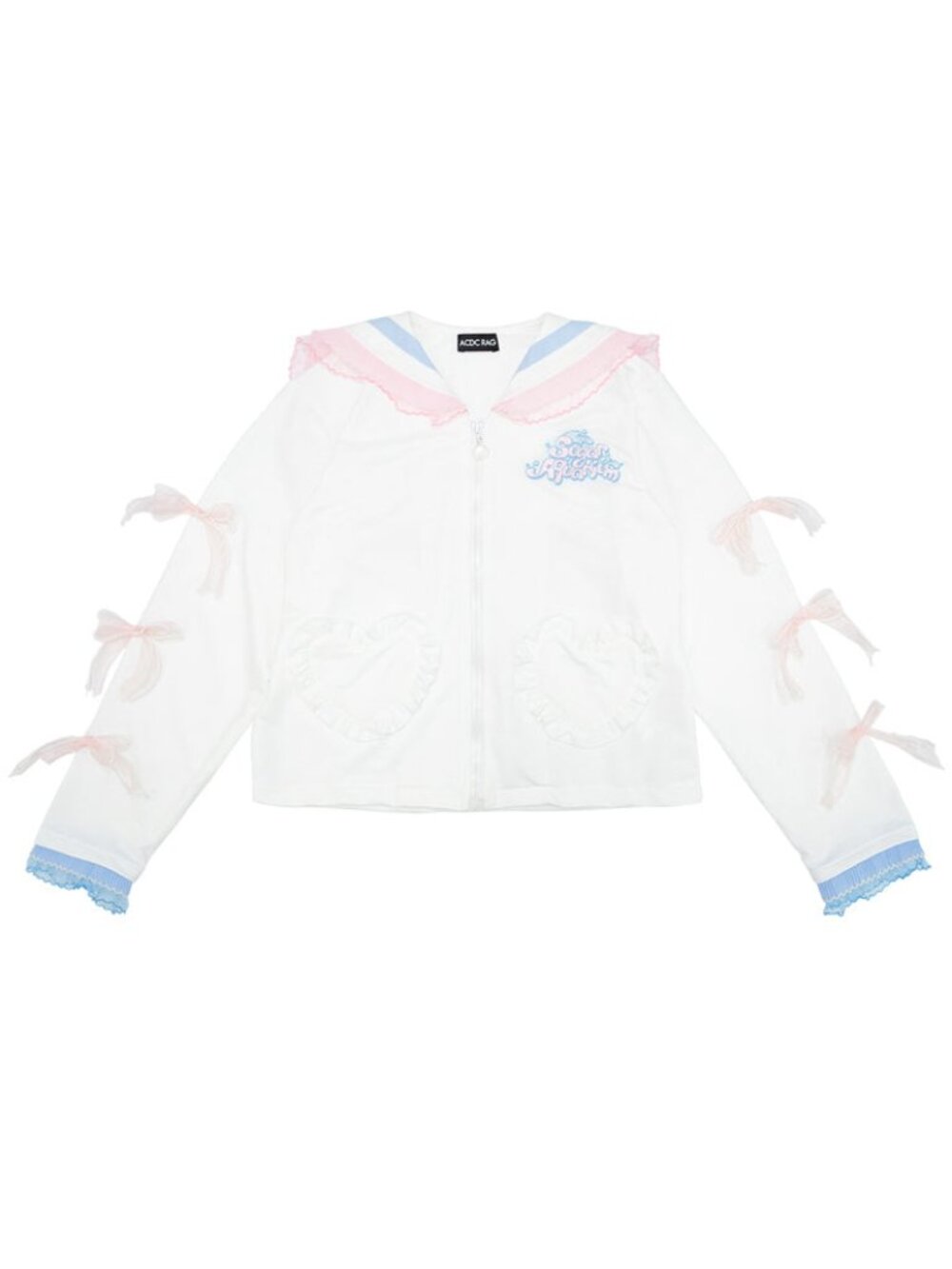 NEW ACDC RAG Sugar Aquarium Sailor White Blue Zip Up Jacket